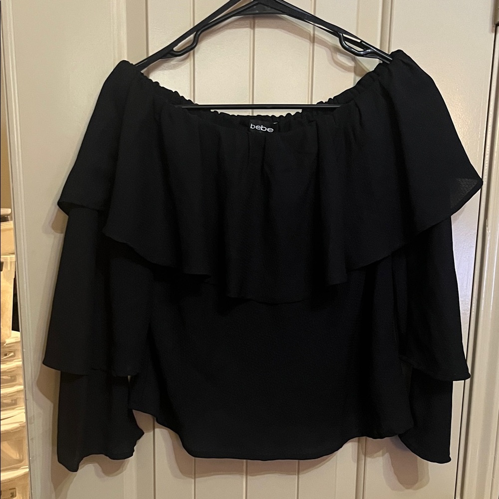 Bebe Elegant Black Off-Shoulder Blouse